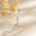 Golden mermaid tail screw back stud earring with round gemstones and floral decor - Light Coffee Gold (Single Piece)