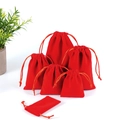 Set of red velvet drawstring pouches in five different sizes for jewelry storage - Drawstring Style - Red; 5*9cm Velvet Bag