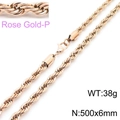 Rose gold stainless steel rope chain necklace 500x6mm size with lobster clasp - 6mm Width 50cm Length (KN228867-Z)