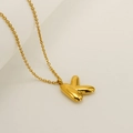 3D bubble letter K pendant necklace in polished gold finish with delicate chain - Letter K / Gold