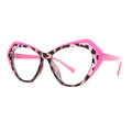 Pink and leopard print cat-eye fashion glasses frame with blue light blocking lenses - Rose Red and Tortoiseshell Frame