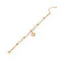 Golden double-layer bracelet with faux pearls, zircons, and a flower pendant charm - Gold Four-Petal Flower Pendant (B555-2#)