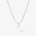 Collana a catena serpente d'argento con perline e ciondolo di perla bianca lucida - Argento (PDD707)