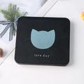 Mini miroir de poche pliable noir avec silhouette de chat bleu et texte - Chat