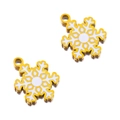 Two gold-plated white enamel snowflake pendants for DIY jewelry making accessories - Gold-Snowflake