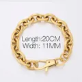 Pulsera de cadena dorada de 11mm de acero inoxidable con cierre de langosta de 20cm - 11mm Cierre Simple (KB180245-Z) / Dorado