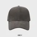 Classic dark grey cotton baseball cap with adjustable strap and curved brim detail - Gray
