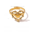 Goldener Herz-Ring mit Kristallen und einer hochwertigen 18K Vergoldung aus Edelstahl - Herz (SR020066) / Gold
