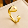 Vintage 18k gold plated open ring featuring a pink gemstone and water drop design - Star Pink Diamond Teardrop Open Style (R533) / Adjustable Open