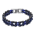 Bracciale da uomo stile punk in acciaio inossidabile a catena di bici nero e blu - Nero e Blu