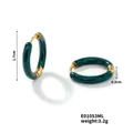 Chic dark green enamel gold hoop earrings with 1.7cm diameter and 3.2g lightweight design - Dark Green