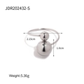 Detail view of silver open ring with dual metal spheres, size 2.15cm and 5.36g weight - Silver (JDR202432-S)