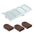 Blue silicone mold with concentric arch patterns for baking lace and chocolate tuiles - 4-Cavity Arched Door