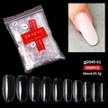 Detailed set of 500 clear full cover false nail tips in 10 sizes for professional manicures - Clear Round Shape (gj0449-01)