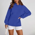 Sweat à capuche Y2K bleu Klein oversize avec épaules tombantes et poche kangourou - Bleu