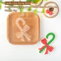 Christmas candy cane cookie mold set with ribbon design for DIY holiday baking - Cane Stamp
