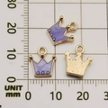 Purple enamel crown charms for jewelry making with size scale reference in mm - Crown 10x11mm