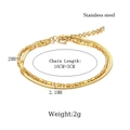 Bracciale a doppio strato in acciaio inossidabile dorato con catena serpente e sfere - Oro