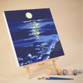 DIY digital oil painting kit featuring moonlight seascape with 12-color acrylic paints - 20x20cm Framed Kit / VN59-BD59 Moonlit Seascape