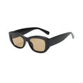 Vintage oversized square sunglasses for women with black frames and tinted brown lenses - Black Frame Tea Lens