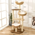 Tiragraffi a tre livelli con cucce intrecciate e pali rivestiti in sisal - Tiragraffi ad albero / Tiragraffi intrecciato a tre nidi
