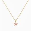 Dettaglio della collana a stella in oro 18K con gemma viola sfumata e piccoli zirconi - Oro (XL00302)