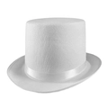 Classic white top hat with satin ribbon and textured finish for formal events - 13cm Height - White