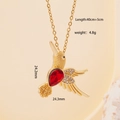 Collana colibrì dorata con pietra a goccia rossa e catena da 45cm peso 4,8g - Stile Colibrì Rosso (2828)
