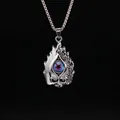 Collana punk da uomo teschio occhio del diavolo in acciaio con ciondolo viola - Fiamma Malocchio 5