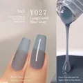 Japanese gel nail polish in Y027 Ash Blue with matte and glossy finish options - Y-027 Condensed Blue Gray