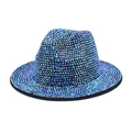 Close-up of colorful rhinestones on wool fedora with gradient crystal detailing - Colorful Iridescent Rhinestones (1#)
