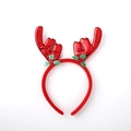 Weihnachts-Rentier-Geweih-Haarreif in Rot glänzend mit grüner Stechpalmen-Dekoration - Rote Rentiergeweihe / 10# Rotes Geweih