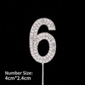 Silver number 6 cake topper with sparkling rhinestones for birthday party decoration - Alloy Number 6 Silver