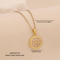 Collana placcata oro 18K con ciondolo tondo stella e dettagli sulle misure reali - Stella