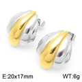Boucles d'oreilles festonnées bicolores or et argent en acier inoxydable poli - Or & Argent