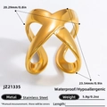 Adjustable 18K gold-plated stainless steel criss-cross ring with size and weight info - Gold Crossover Shape Ring (JZ21335)