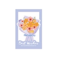 Three-fold flower greeting card featuring orange floral bouquet and Best Wishes text - S625 Purple (With Envelope Independent Packaging)
