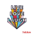 Colorful Live Love Laugh embroidered iron-on patch with sunburst design 7x8.8cm - LIVE LOVE LAUGH/7x8.8cm