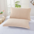 Set of two waffle weave cotton pillow covers in cream beige for cozy bedding - Regular/1 Piece / Polka Dot Cream Waffle