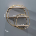 Nordic wall shelf in gold metal and light wood with 3-tier circular storage frame - Irregular Double Round 3-Layer - Gold