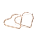 Rose gold heart-shaped hoop earrings with spiral texture and polished steel finish - 32mm Rose Gold
