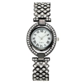Montre quartz pour femme élégante avec bracelet en métal sombre et strass brillants - Noir