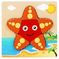 Starfish theme 3D wooden puzzle for kids on a beach background, vibrant educational toy - 3D Jigsaw-Starfish (JM立体-海星)