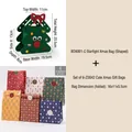 Christmas gift set featuring a green felt tree bag and six festive patterned paper bags - Xmas Tree Handbag + 6PCS Paper Bags Set ZD042