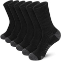 Close-up of 6 pairs black crew socks with grey reinforced toes and heels for sports - Free Size 39-47 / Black