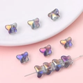Schillernde Schmetterlingsperlen aus Glas für DIY-Schmuck in einem tollen bunten Finish - Schmetterlingsform (8#) / 20 Stk./Packung / Blau Lila Verlauf