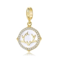 925 silver gold-plated reindeer antler crown charm pendant with sparkling white zircons - Gold Antler