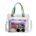 Transparente PVC-Einkaufstasche mit Regenbogen-Griffen und großem Fassungsvermögen - Regenbogen