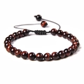 Adjustable hand-woven bracelet featuring 6mm natural red tiger eye stone beads for women - 6mm / Red Tiger Eye