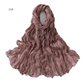 Detail of soft breathable deep pink cotton scarf with pleated texture and light material - 26# Lotus Pink